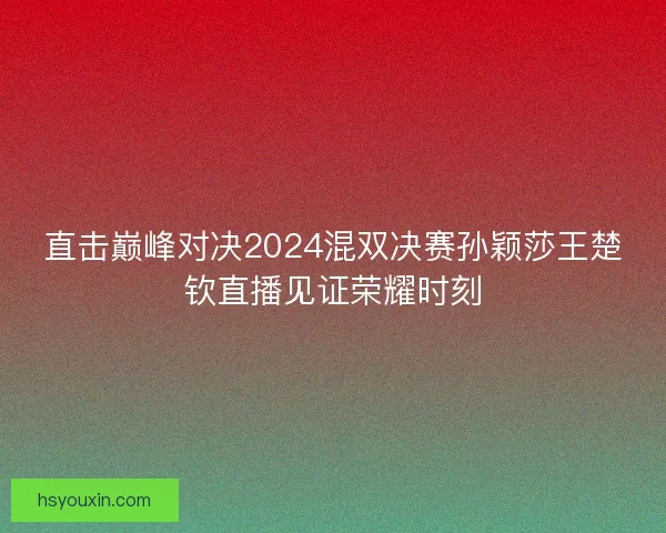 直击巅峰对决2024混双决赛孙颖莎王楚钦直播见证荣耀时刻